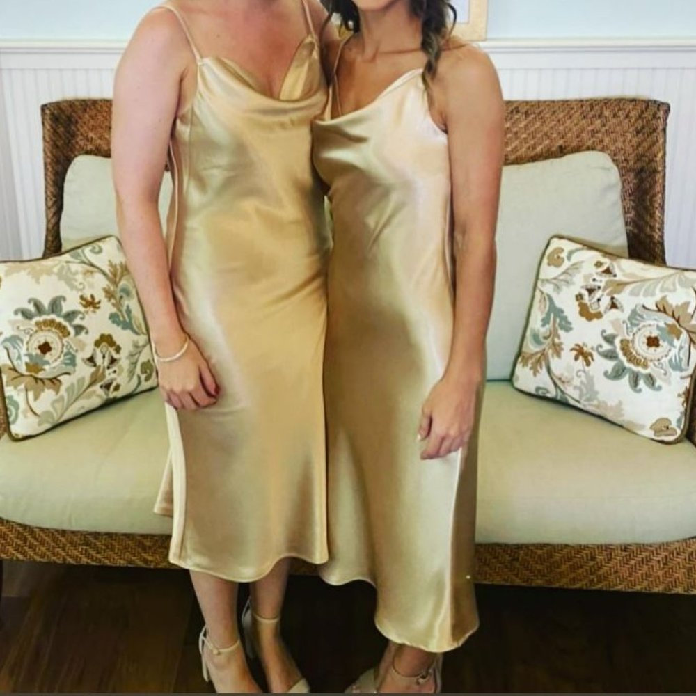 BIrdy Grey XS Lisa Midi Dress Gold (tailored to an XXS)